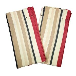 NEW Croscill Potomac Stripe Grommet Top Panel in Red and Tan 💯% Cotton